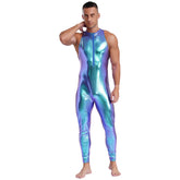 Power Pose Metallic Disco Men's Bodysuit